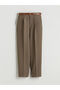 Khaki Buy Belted Loose Fit Women's Pleated Trousers - 7