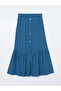 Lcw Grace Blue Women's Elastic Waist Textured Skirt - 5