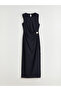 Crew Neck Gathered Waist Dress (W5) - 5