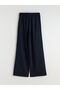 Wide Leg Women's Trousers with Elastic Waist - 8