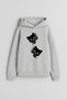 Cat Cat Printed Boys Girls Children Gray Hooded Hoodie Sweatshirt Hoodie
