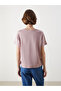 Crew Neck Floral Embroidered Women's T-Shirt - 4