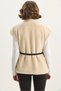 Women's Beige Faux Fur Textured Belted Pocket Detailed Lined Vest 11162 60283598 - 7