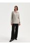 Alita City Lcw Grace Beige Knitwear Look with a Difference Flat Oval Neck Long Sleeve Women's Blouse - 3