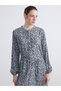 Özmarka New Season Crew Neck Floral Pleated Dress - 3