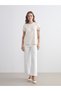 Two Mt Shop Quality Lcw Everyday Beige Diver Fabric Embroidered Loose & Baggy Short Sleeve Women's T-Shirt - 4