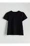 Black Crew Neck Openwork Women's T-Shirt - 5