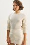 Women's Cream Crew Neck Sequin Detailed Gilded Knitwear Sweater 4946 60283585 - 5