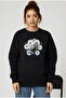 Flowered Bike Printed Oversize Unisex Women/Men's Cropped Sweatshirt