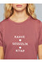 Crew Neck Slogan Printed Women's T-Shirt - 3