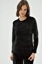 Women's Black Velvet Fabric Long Sleeve Wide Leg Pajama Set C2T7N171 - 3