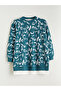 Lcw Modest Petrol Crew Neck Patterned Women's Sweatshirt Tunic - 5