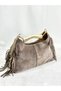 Women's Bag Genuine Suede Leather Tassel-Detail Shoulder Bag