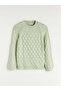 Lcwaikiki classic green crew neck self-printed women's knit sweater - 5
