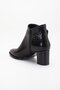 Women's Black Crocodile Patent Leather and Faux Leather Buckled Heeled Boots - 5