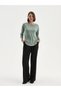 Two Mt Shop Quality Lcw Grace Green Plain Standard & Regular Long Sleeve Women's T-Shirt - 2