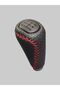 Gear Shift Knob Faux Leather Black Red String Color - 2