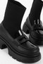 Zoes Women's Stitching Detailed Knitwear Fabric Detailed Boots B4185-Black - 3