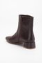 Brown Women's Short Heeled Boots Blunt Toe Metal Accessories Faux Leather - 6
