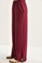 Women's Burgundy Button Detailed Polo Collar Relaxed Cut Modal Top and Bottom Set 4036 60283607 - 6