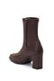 Brown Women's Heeled Boots Stretch Faux Leather Blunt Toe Chunky Heels - 5