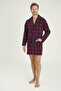 Men's Single Robe Plaid Patterned - 3