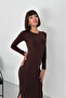 Cindy Slit Long Sleeve Crew Neck Slim Fit Maxi Dress - 4