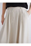 Ecru Linen Blend Pleated Skirt - 3