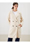 Two Mt Shop Quality Lcw Modest Beige Double-Breasted Collar Women's Plush Coat