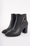 Forti̇s Pointed Toe Buckle Detailed Zippered Thick Heeled Women's Boots - 3