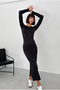 Cindy Slit Long Sleeve Crew Neck Slim Fit Maxi Dress - 4