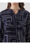 Alita City Farkıyla Lcw Grace Navy Blue Patterned Open Neck Long Sleeve Women's Blouse - 3