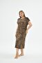 Women's Plus Size Leopard Print Maxi Length Nightgown with Lace Detail C2T2N371