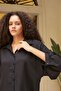 Women's Collared Off-Shoulder Loose Shirt-Black - 5
