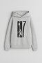 Football Player Ronaldo Printed Boys' Gray Hooded Sweatshirt Hoodie