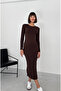 Cindy Slit Long Sleeve Crew Neck Slim Fit Maxi Dress - 3