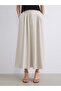 Ecru Linen Blend Pleated Skirt - 2