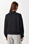 Soft Textured Side Zipper Modal Sweatshirt Lub0250 Black - 5