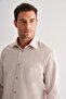 Beige Hard Collar Long Sleeve Easy to Iron Comfort Fit Cotton Shirt 1004255182 - 4