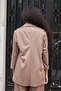 Women's Suede Textured Fabric Collar Capri Sleeve Pocket Flap Blazer Jacket-Mink - 6