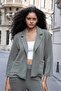 Women's Modal Silky Collar Capri Sleeve Pocketed Pleated Jacket Cardigan Coat - Khaki - 5
