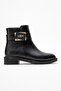 Yan Aksesuar Buckled Women's Boots Black Leather - 2