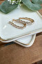 Steel Large Zircon Stone Long Oval Earrings Gold - 3