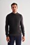Smoked Half Turtleneck Long Sleeve Pocketless Comfort Fit Cotton Knitwear Sweater 1012255222 - 3