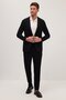 Men's Regular Fit Black Stretchy Lycra Fabric Mono Collar Bag Pocket Suit