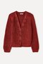 Women's Orange Loose Fit V-Neck Knitted Cardigan