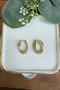 Stone Flower Design Earrings Steel Gold