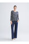 V-Neck Patterned Blouse (W5) - 2
