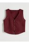 Özmarka New Season V-Neck 100% Linen Women's Classic Vest - 5