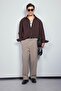 Men's Baggy Fit Fabric Trousers Beige - 4